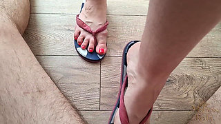 Flip Flops & Pink Skirt: Ruthless Ballbusting!