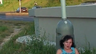 I hunt my cunt - 18yo girl Misha Dull wanks next to a highway