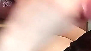 She Tries to Stop the Flow of Sperm From His Throbbing Cock