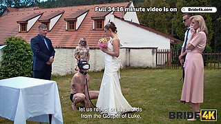 BRIDE4K. Wedding ritual sex with sexy blonde bride, dogging and wax play