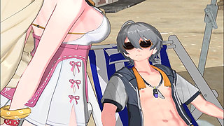 Zenless Zone Zero - Yuzuha and Alice’s Secret Beach Sex with Wise - Seductive Moans - 3D NSFW Animation