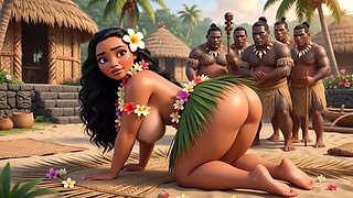 Good-sized Bum Bombshell Moana Plowed In Gang By Tribal Villagers