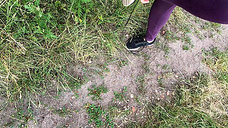 Complete Naked in the Woods - Beating Her Vagina and Tits