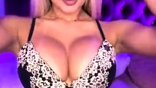 Sexy Blonde Babe With Big Boobs Strips Bra