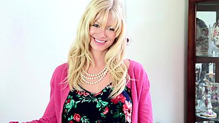 POV blowjob for big cock from blonde MILF