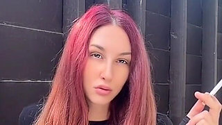 Smoking Outdoor Along Hair Fetish and Boobs Flash