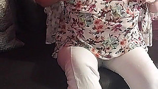 Busty Granny Teases with Huge Tits and Fingers Herself Wildly