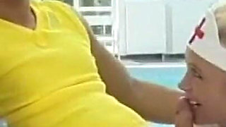 Young Nurse Fucked Hard by Huge Cock That Cums on Her Ass by the Pool