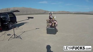 Leya the Viking takes a gold trophy up her ass