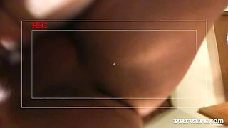 Fresh fuck doll in stockings Adrianne drilled in the sideways pose