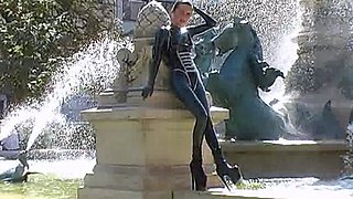 Latex slut solo anal masturbation