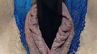 Fisting Dildo Creamy Masturbation- Vibrator Orgasm in Crotchless Panties