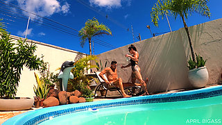 Pool Day and They Fuck Me From My Dirty Ass to My Mouth, Cum on My Face, so Much Load!! I Swallow -cam 2-