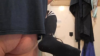 Husband with big cock and wife with tight pussy, in the bathroom have a few moments for each other