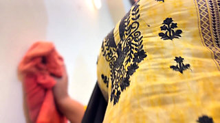 My Beautiful Big Ass & Big Tits Hot Roommate Without Pant Wearing Hijab Kamiz Panty & Clean Our Room