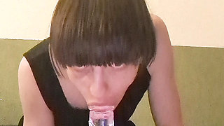 selfbondage mittens and dildo sucking