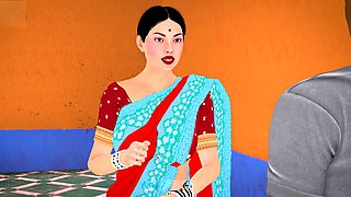 Chubby Indian bhabhi gets double teamed by her landlord and milkman in animated gangbang