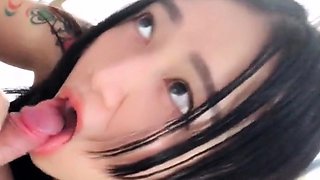 Big-Breasted Asian Schoolgirl Gets a Mouthful of Cum