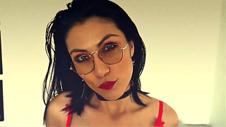 Latina with a Sensual Body Posing in Her Latex Skirt