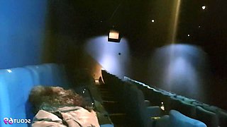 Two German teenage best friends perform a risky blowjob at a movie theater and swallow the semen.