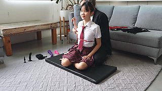 Yes please make me cum! BDSM student in her school uniform