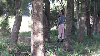 Patricia and Her Ass Walks Among the Pines