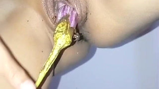 Sri Lankan Wife Use Brinjal and Pussy Make Qufeeng