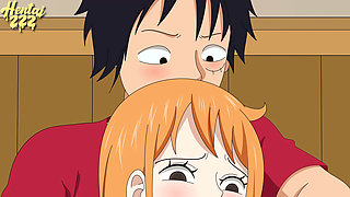 One Piece - Nami Spreads Her Legs so Luffy Can Masturbate Her