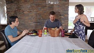 Busty MILF Krissy Lynn sucks and fucks young college guy