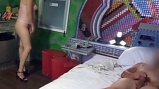 Public flashing in a hotel room - big ass Latina milf