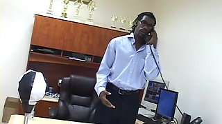 Big bulbous ebony babe gets freaky with her black long dicked boss