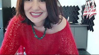 In fluffy mohair, sisis are visible and look sexy