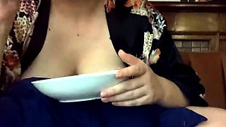 Russian brunette with big boobs has dirty fuck