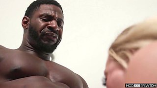 Blonde Elana Rides BBC on Ink Couch in Interracial Heat