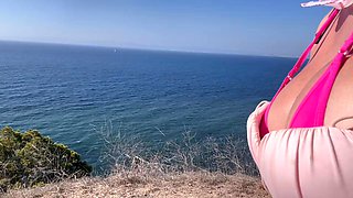 Artemisia Loves Busty Beach Fetish Tease in Bikini Close-Up