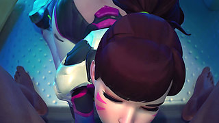 D.va Beach Morning Anal Sex & Night Sloppy Blowjob Facial - Overwatch 3D Animation