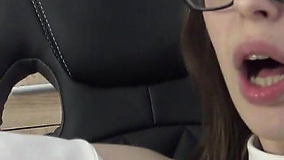 Dangling Smoking Vibrator Masturbation in the Office