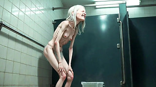 Old Granny Public Pissing in Bucket - Hairy Wet Pussy & Real Orgasm