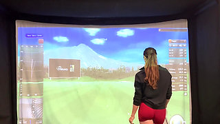 Trying to Golf in a Simulator with My Lush in! Trying Not to Cum While I Swing!