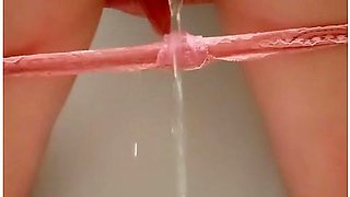 Hairy Milf Pisses In The Toilet With Her Fat Booty Spread And Wetting Pink Panties
