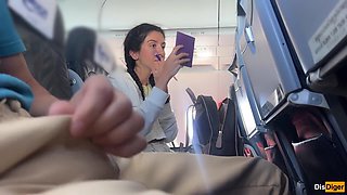 Katty West - Risky Public Handjob Until Huge Cumshot In Airplane - Almost Caught