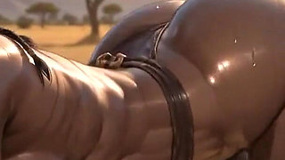 Voluptuous Ebony African Goddesses Covered in Savanna Mud Spraying Milk From Huge Breasts Erotic Sunset Scenes