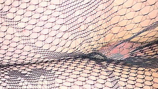 Cumshot on pussy in fishnets