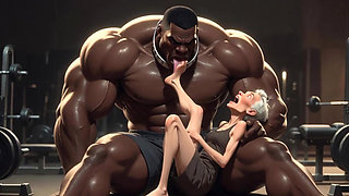 Granny Moaning in Pleasure - Strong Black Man Sucking Her Feet