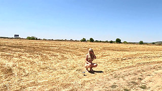 Slave Tih with a Bucket of Pussy Shows off to the Cars
