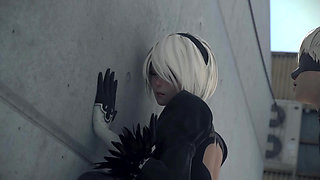 2B and 9S fucking outside 3D Hentai Uncensored