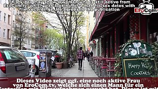 German slut does handjob with a strange man