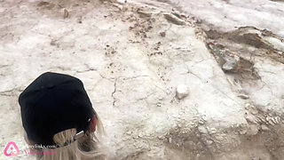 Public sex in nature! Fucked a blonde on a hiking trail! POV!