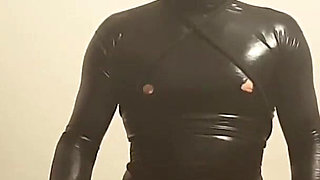 Golden Shower Fetish - Mature Domme Drenches Latex Slave