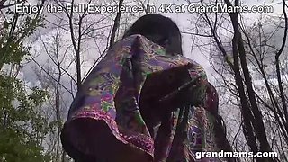 Granny Squirts in the Forest – Sloppy Blowjob & POV Action